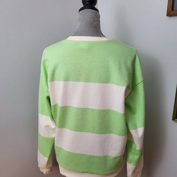 EUC New Balance x Bandier Mens Crewneck Striped Green Pullover Sweatshirt Size S - Picture 4 of 10